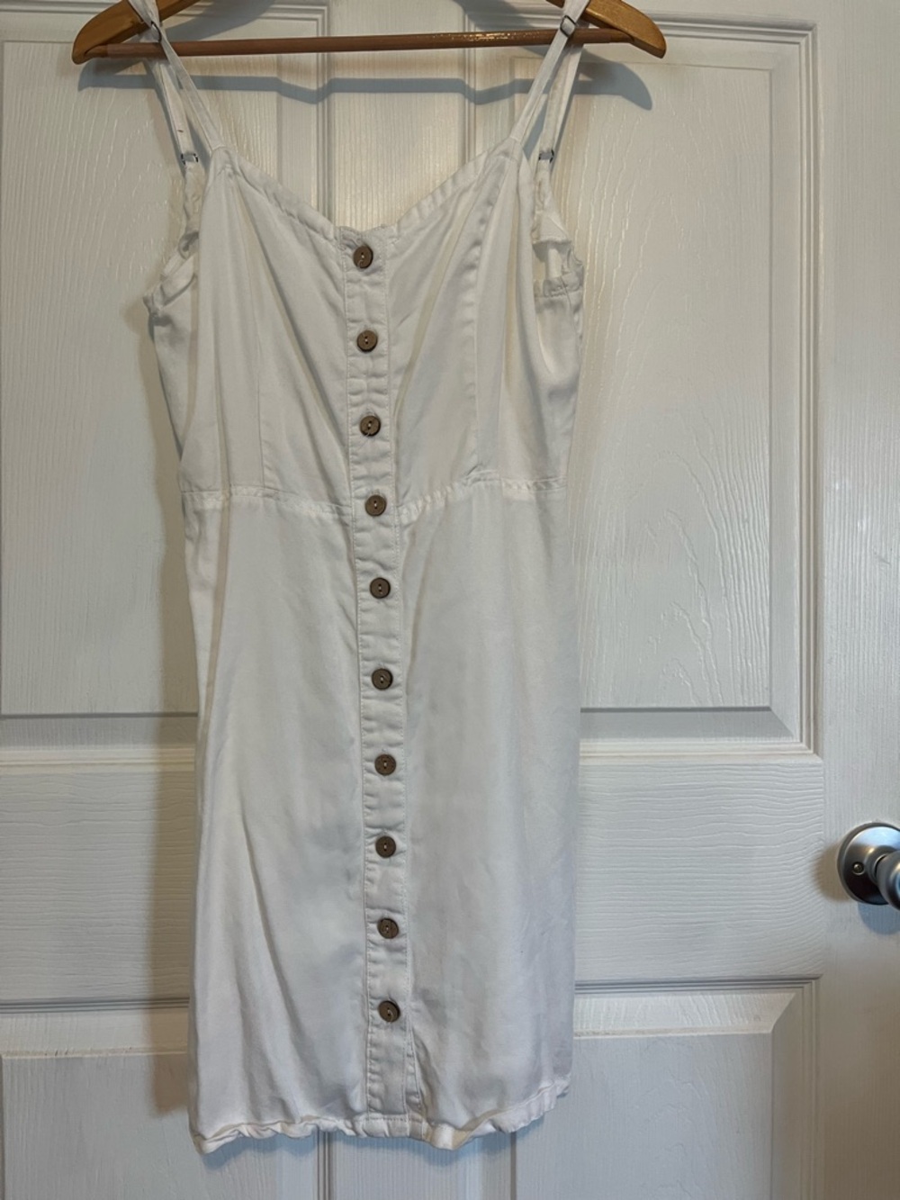 Costa Rican White Button-Front Sundress with Adjustable Straps